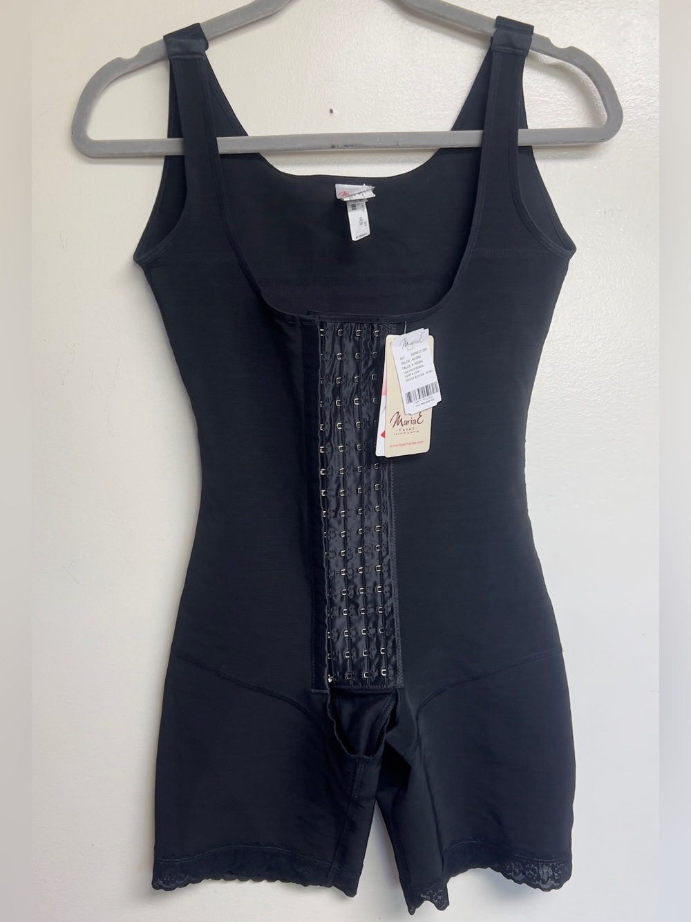 Maripe Black Full-Body Shapewear Bodysuit with Front Hook Closure